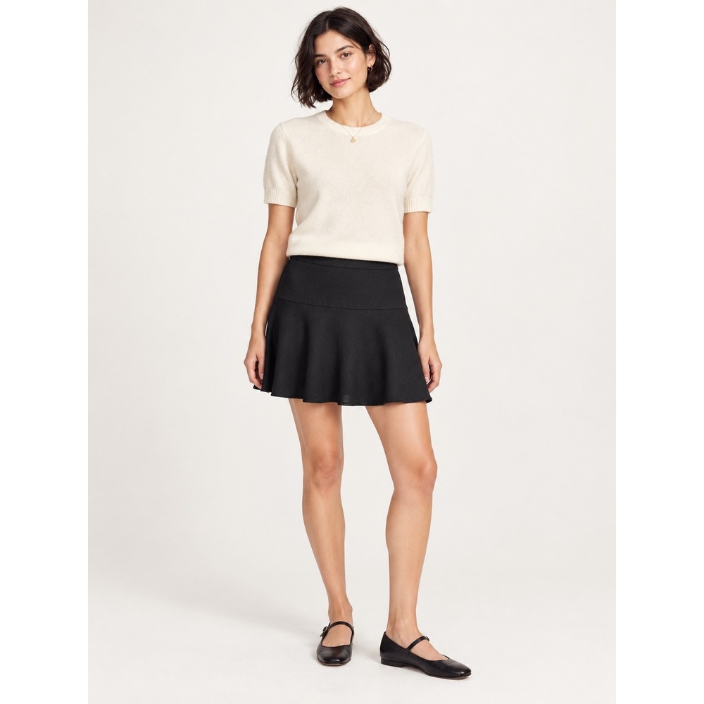 Banana Republic Women Skirt Size 10 Black Mini Flared Ponte Knit Workwear Career